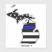 Dunne blauwe lijn vlag Michigan Sticker (Vel)