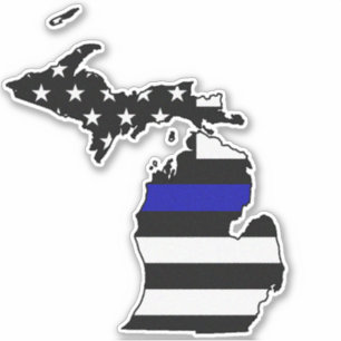 Dunne blauwe lijn vlag Michigan Sticker