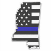 Dunne blauwe lijn vlag Mississippi Sticker (Voorkant)