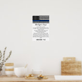 Dunne Blauwe Lijn Vlag Politieagent Gebed Poster (Keuken)