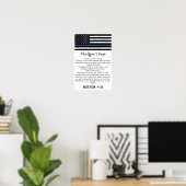Dunne Blauwe Lijn Vlag Politieagent Gebed Poster (Thuiskantoor)