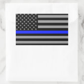 Dunne Blauwe Lijn Vlag Rechthoek Glanzende Sticker (Tas)