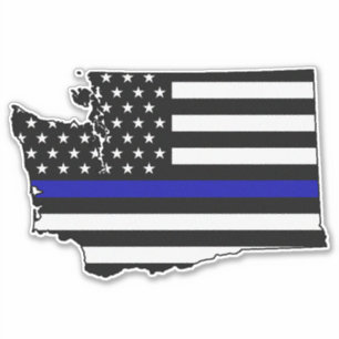 Dunne blauwe lijn vlag Washington Sticker