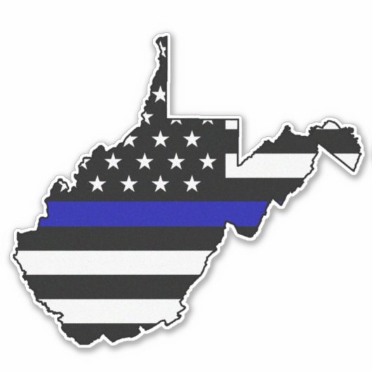 Dunne blauwe lijn vlag West Virginia Sticker (Voorkant)