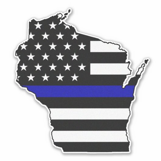 Dunne blauwe lijn vlag Wisconsin Sticker (Voorkant)