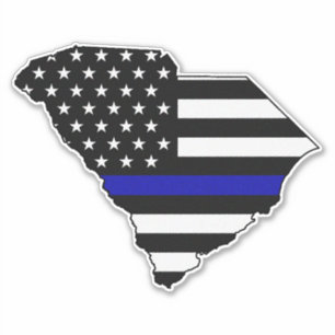 Dunne blauwe lijn vlag Zuid-Carolina Sticker
