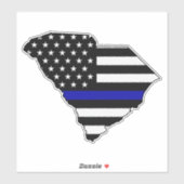 Dunne blauwe lijn vlag Zuid-Carolina Sticker (Vel)