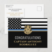 Dunne Blauwe Lijn Wetshandhaving Politiepensioen Uitnodiging Briefkaart (Voorkant / Achterkant)