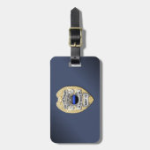 Dunne blauwe lijnbadge met Button aan de achterzij Bagagelabel (Voorkant verticaal)