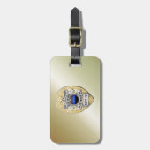 Dunne blauwe lijnbadge met Button aan de achterzij Bagagelabel (Voorkant verticaal)