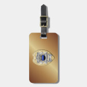 Dunne blauwe lijnbadge met Button aan de achterzij Bagagelabel (Voorkant verticaal)