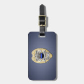 Dunne blauwe lijnbadge met Button aan de achterzij Bagagelabel (Voorkant verticaal)