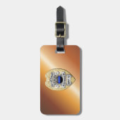 Dunne blauwe lijnbadge met Button aan de achterzij Bagagelabel (Voorkant verticaal)