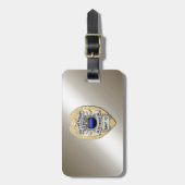 Dunne blauwe lijnbadge met Button aan de achterzij Bagagelabel (Voorkant verticaal)