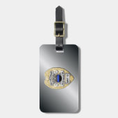 Dunne blauwe lijnbadge met Button aan de achterzij Bagagelabel (Voorkant verticaal)