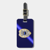 Dunne blauwe lijnbadge met Button aan de achterzij Bagagelabel (Voorkant verticaal)