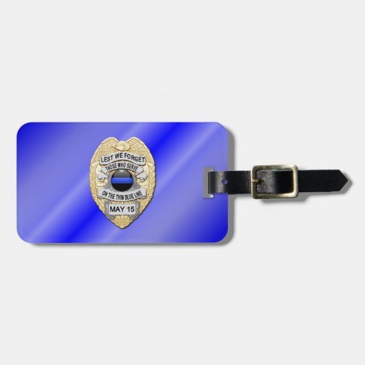 Dunne blauwe lijnbadge met Button aan de achterzij Bagagelabel (Voorkant horizontaal)