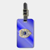 Dunne blauwe lijnbadge met Button aan de achterzij Bagagelabel (Voorkant verticaal)