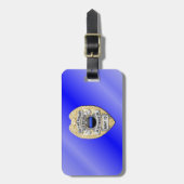 Dunne blauwe lijnbadge met Button aan de achterzij Bagagelabel (Voorkant verticaal)