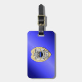 Dunne blauwe lijnbadge met Button aan de achterzij Bagagelabel (Voorkant verticaal)