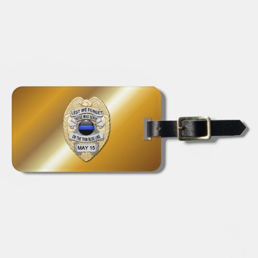 Dunne blauwe lijnbadge met Button aan de achterzij Bagagelabel (Voorkant horizontaal)