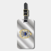 Dunne blauwe lijnbadge met Button aan de achterzij Bagagelabel (Voorkant verticaal)