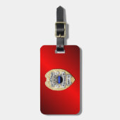 Dunne blauwe lijnbadge met Button aan de achterzij Bagagelabel (Voorkant verticaal)