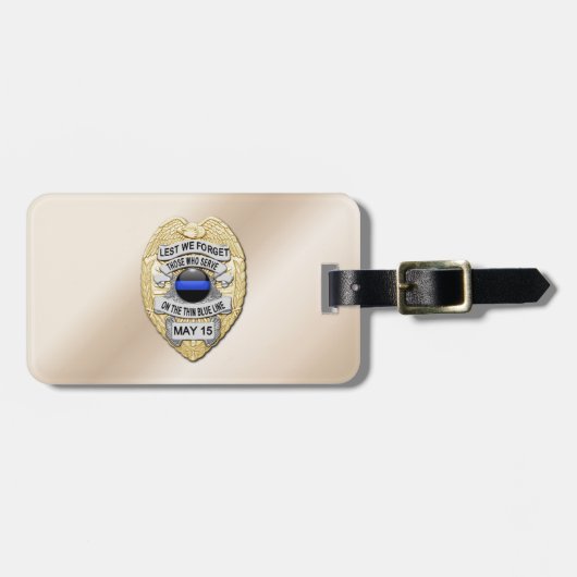 Dunne blauwe lijnbadge met Button aan de achterzij Bagagelabel (Voorkant horizontaal)