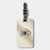 Dunne blauwe lijnbadge met Button aan de achterzij Bagagelabel (Voorkant verticaal)