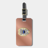 Dunne blauwe lijnbadge met Button aan de achterzij Bagagelabel (Voorkant verticaal)