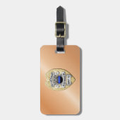 Dunne blauwe lijnbadge met Button aan de achterzij Bagagelabel (Voorkant verticaal)