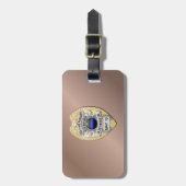 Dunne blauwe lijnbadge met Button aan de achterzij Bagagelabel (Voorkant verticaal)