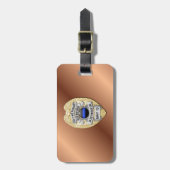 Dunne blauwe lijnbadge met Button aan de achterzij Bagagelabel (Voorkant verticaal)