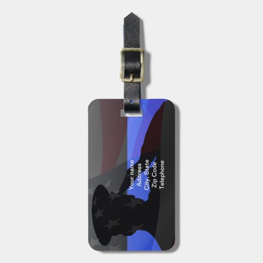 Dunne blauwe lijnbagage-id bagagelabel (Voorkant verticaal)