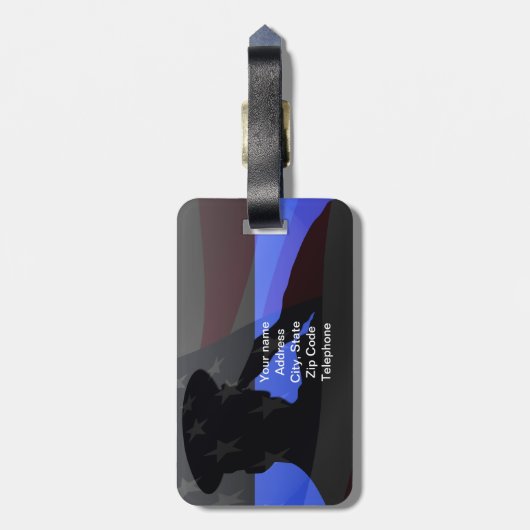 Dunne blauwe lijnbagage-id bagagelabel (Achterkant verticaal)