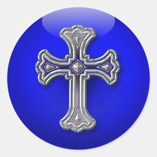 Dunne blauwe lijngebedding voor de veiligheid ronde sticker (Voorkant)