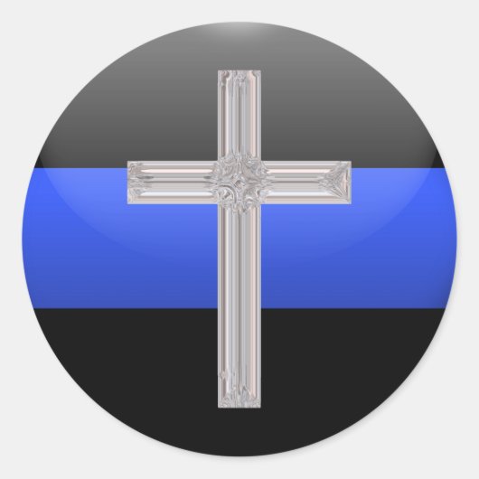 Dunne blauwe lijngebedding voor de veiligheid ronde sticker (Voorkant)