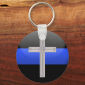 Dunne blauwe lijngebedding voor de veiligheid sleutelhanger (Voorkant)