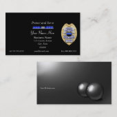 Dunne blauwe lijnpolitie-badge en lichte balk visitekaartje (Voorkant / Achterkant)