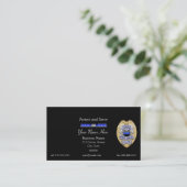 Dunne blauwe lijnpolitie-badge en lichte balk visitekaartje (Staand voorkant)