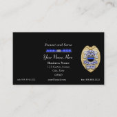 Dunne blauwe lijnpolitie-badge en lichte balk visitekaartje (Voorkant)