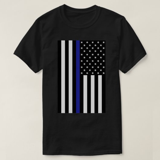 Dunne blauwe lijnpolitie vlag 2 t-shirt (Design voorkant)