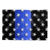 Dunne blauwe lijnpolitiestralen en Stripes Pillowc Kussensloop (Achterkant)