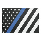 Dunne blauwe lijnpolitiestralen en Stripes Pillowc Kussensloop (Achterkant)