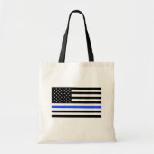Dunne blauwe lijntas, vlag tote bag (Voorkant)