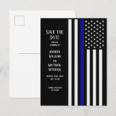 Dunne blauwe lijnvlag aankondigingskaart (Voorkant / Achterkant)