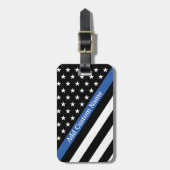 Dunne blauwe lijnvlag bagagelabel (Voorkant verticaal)