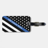 Dunne blauwe lijnvlag bagagelabel (Achterkant horizontaal)