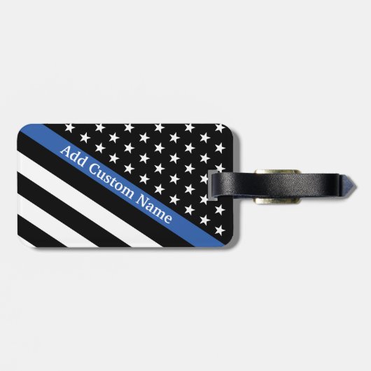 Dunne blauwe lijnvlag bagagelabel (Achterkant horizontaal)