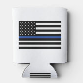 Dunne blauwe lijnvlag blikjeskoeler (Achterkant)